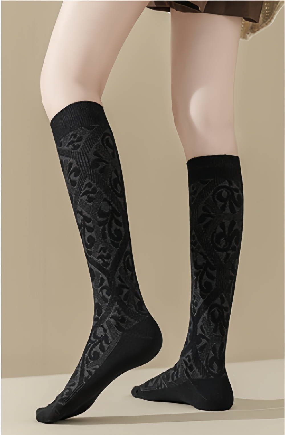 Knee High Socks Feamle High Sock Fleece Lined Warm Non-Slip Over-Knee Socks